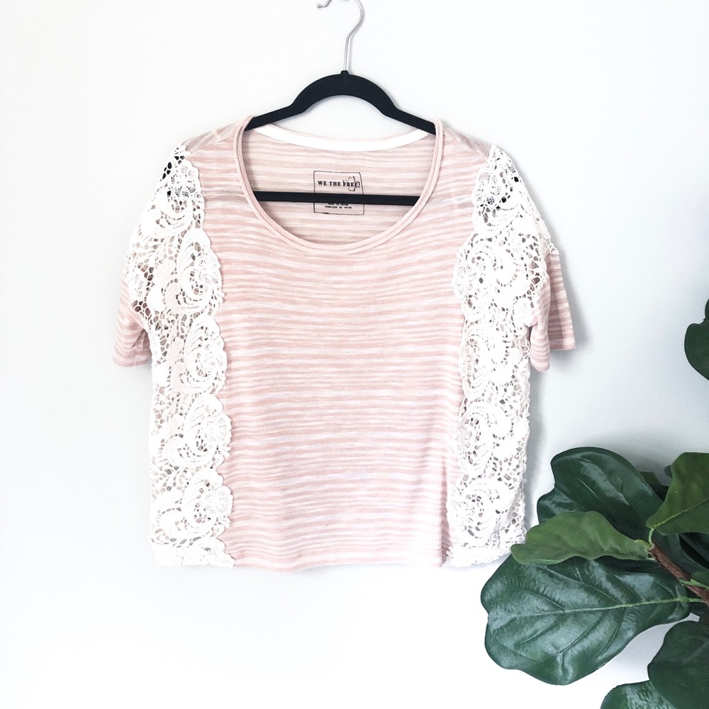 We The Free Lace & Blush Pink Blouse
